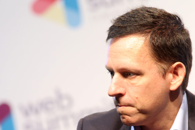 PETER THIEL. Peter Andreas Thiel, a tech entrepreneur, speaks on the final Day of the 2014 Web Summit in the RDS conference center, Dublin, Ireland, November 6, 2014. File photo by Paul McErlane/EPA 