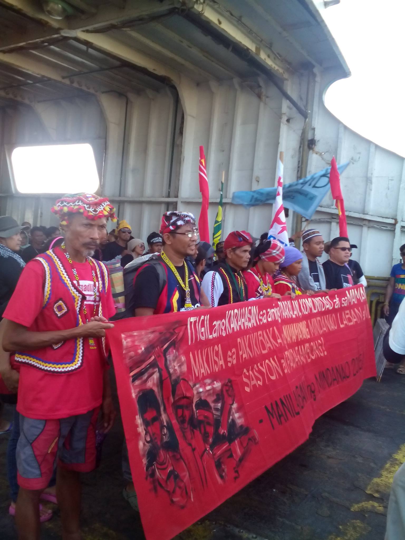 MANILAKBAYAN. About 700 Lumad from militarized indigenous communities in Mindanao arrive in Bicol en route to Manila. Photo courtesy of Bayan-Bicol