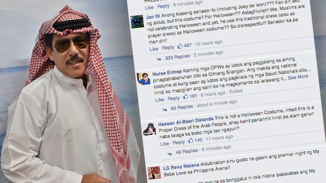 ARAB GARB. Eat Bulaga host Sen Tito Sotto wears a thobe, an Arab garment for men, for the show's Halloween Special on October 31. Screen grab from Eat Bulaga's Facebook page  