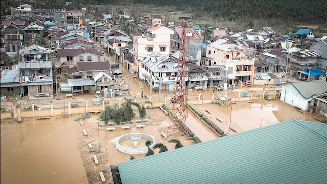 JIPAPAD TOWN. Muddy floodwaters in parts of the town on May 16, 2020. Photo from the Facebook page of Governor Ben Evardone 