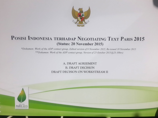 Posisi Indonesia terhadap teks negosiasi Paris 2015. 