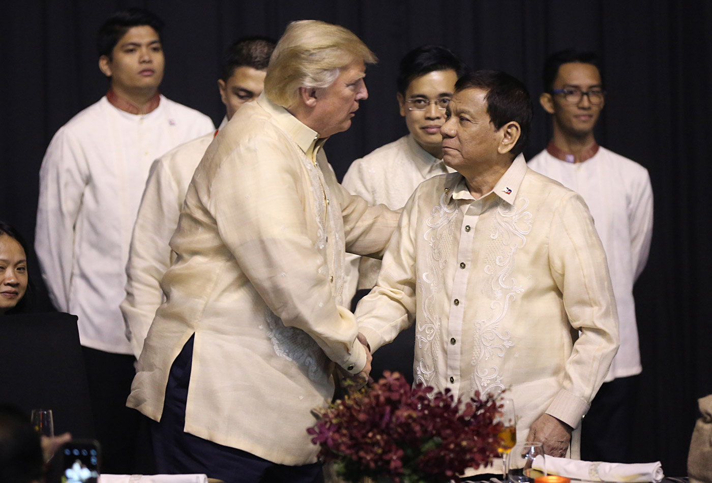 FRIENDS. File photo of US President Donald Trump and President Rodrigo Duterte during the 31st ASEAN gala dinner. Photo by Russell Palma/Pool  