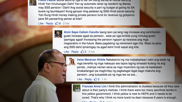 DISAPPOINTMENT. Netizens are unhappy about the veto on the SSS pension hike. 