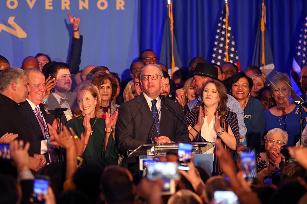 REELECTED. Democratic incumbent Governor John Bel Edwards speaks to a crowd at the Renaissance Baton Rouge Hotel on November 16, 2019 in Baton Rouge, Louisiana. Photo by Matt Sullivan/Getty Images/AFP 
