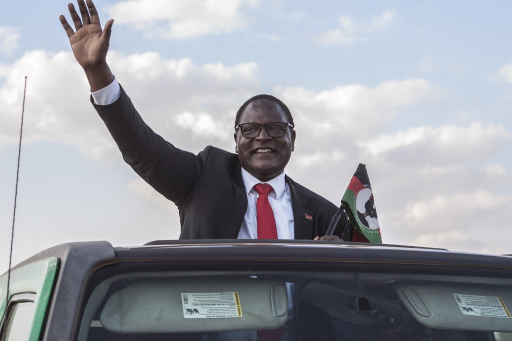 NEW PRESIDENT. In this file photo taken on June 20, 2020, Malawi's main opposition leader Lazarus Chakwera arrives at Mtandire locations in the suburb of the capital Lilongwe for a rally. Photo by Amos Gumulira/AFP 