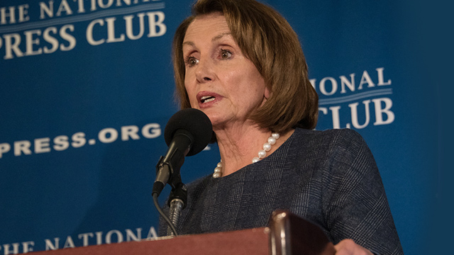 PELOSI. In this file photo, House Minority Leader Nancy Pelosi speaks during a press conference at the National Press Club. File photo from Shutterstock 