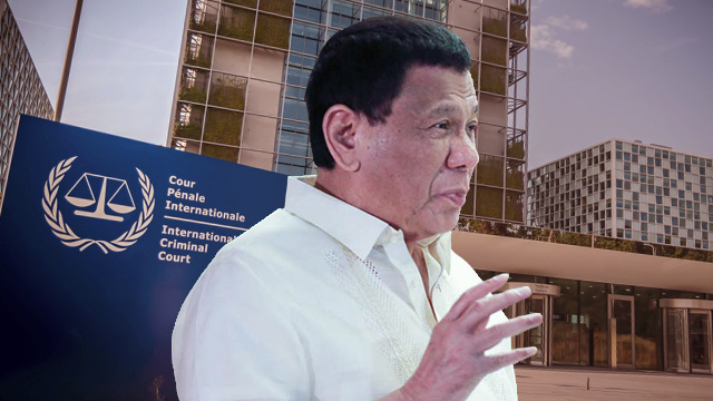 ICC WITHDRAWAL. The Philippine government officially leaves the International Criminal Court on March 17, 2019, as the court examines President Rodrigo Duterte's war on drugs. ICC photo from Shutterstock; Duterte photo from Malacañang  