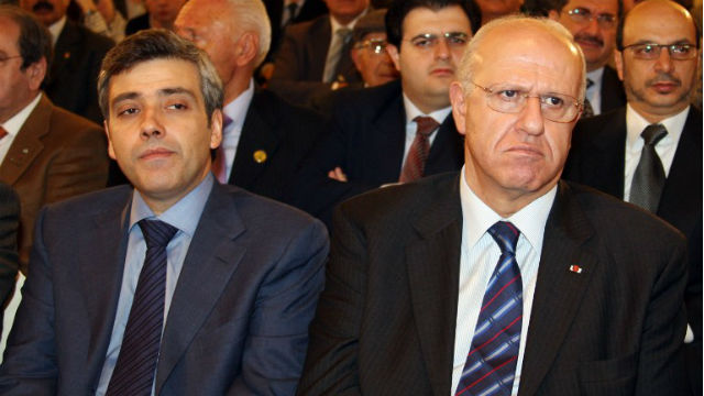 JAILED. Lebanese former information minister Michel Samaha (R) and Lebanese charge d'affaires are photographed in this file photo in Damascus Rami Mortada. Photo by Louai Beshara/AFP 
