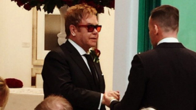 STAR-STUDDED WEDDING. Singer Elton John and husband  Davdi Furnish holding hands during the ceremony. Stars such as Liz Hurley, Hugh Grant and David Beckham attended the event. Photo from Instagram/@eltonjohn
