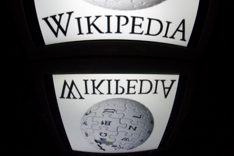 WIKIPEDIA. The Wikipedia logo is seen on a tablet screen on December 4, 2012 in Paris. File photo by Lionel Bonaventure/AFP 