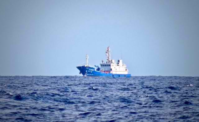BLUE SHIP. A Chinese militia vessel identified by the Philippine Cost Guard (PCG) during a patrol in Panatag (Scaarborough) Shoal. Photo from PCG 