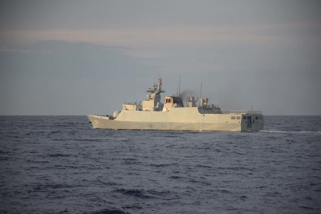 IN DISPUTED WATERS. The Philippine Coast Guard spots a naval ship from China during the former's 4-day maritime patrol off Zambales, from June 6-9, 2019. PCG photo