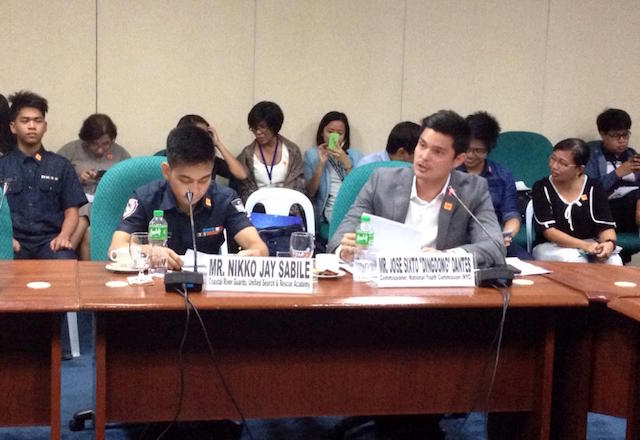 YOUTH IN DRR. Commissioner Dingdong Dantes, National Youth Commission (NYC)   environment committee head, lobbies Senate on May 12, to involve youth in disaster risk reduction and mitigation policy-making. Photo by NYC 