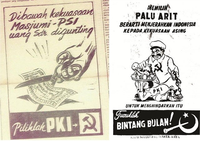 PERANG MEDIA. Media PKI dan Masyumi berlomba-lomba mengabarkan berita yang mendukung gerakan masing-masing partai. Foto oleh Majalah Historia 