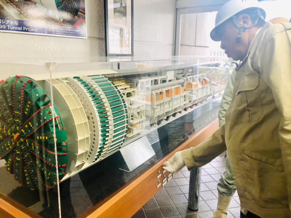 GROUNDBREAKING. Transportation Secretary Arthur Tugade inspects the scale model of the tunnel-boring machine that will be used for the construction of the Metro Manila Subway. Photo from the Department of Transportation  