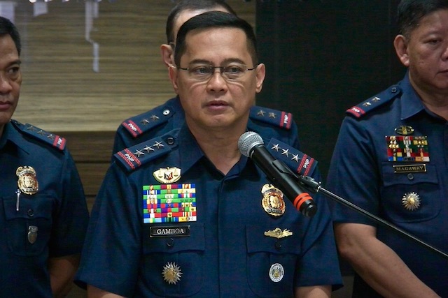QUESTIONED. PNP officer-in-charge Archie Gamboa during a Camp Crame press briefing. Photo by Adrian Portugal/Rappler 