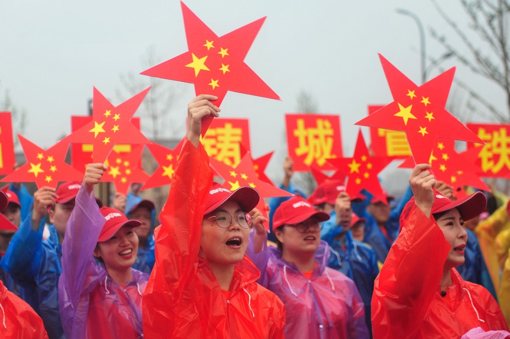 CHINA. This photo, taken on September 15, 2019, an event in Hangzhou celebrating the 70th year of the founding of the People's Republic of China. In November 2019, a Chinese defector provides intelligence on China's political interference operations to Australian officials. Photo from AFP 