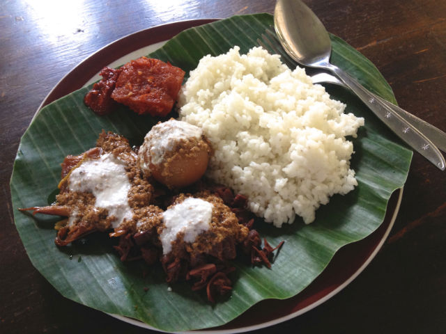INDO Adobo.  Nasi gudeg is a sweet and savory dish popular in Yogyakarta