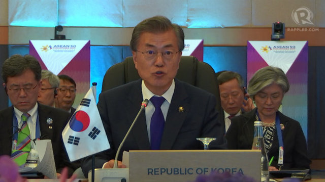 ASEAN TIES. South Korean President Moon Jae-in speaks before the ASEAN-South Korea 2017 Summit in Manila. Screenshot from the ASEAN live feed 