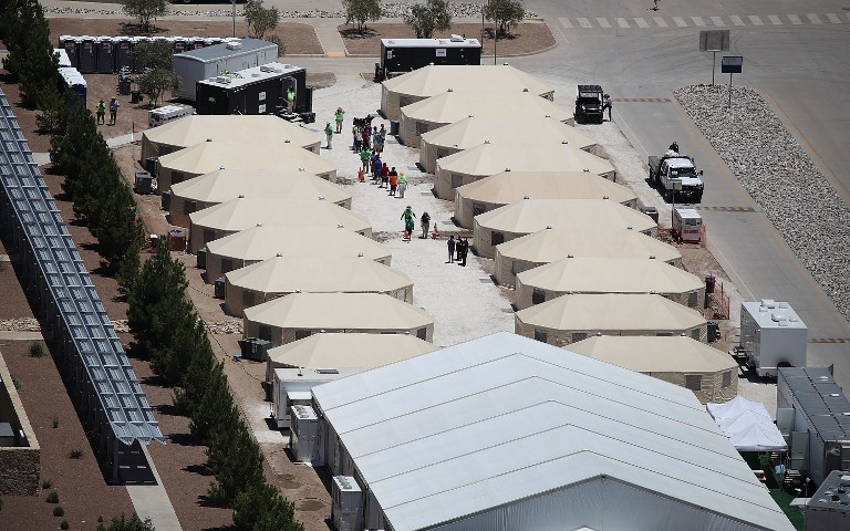 TENT ENCAMPMENT. Children and workers are seen at a tent encampment recently built near the Tornillo Port of Entry on June 19, 2018 in Tornillo, Texas. Photo by Joe Raedle/Getty Images/AFP 