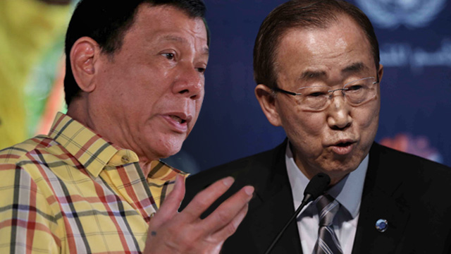 NO MEETING. Philippines President Rodrigo Duterte has declined a request to meet UN Secretary-General Ban Ki-moon. File photos from Malacañang, EPA 