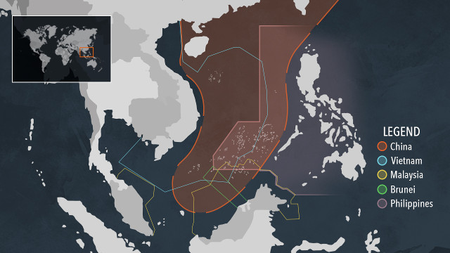 CLAIMS. Here are the overlapping claims of 5 countries to the South China Sea  