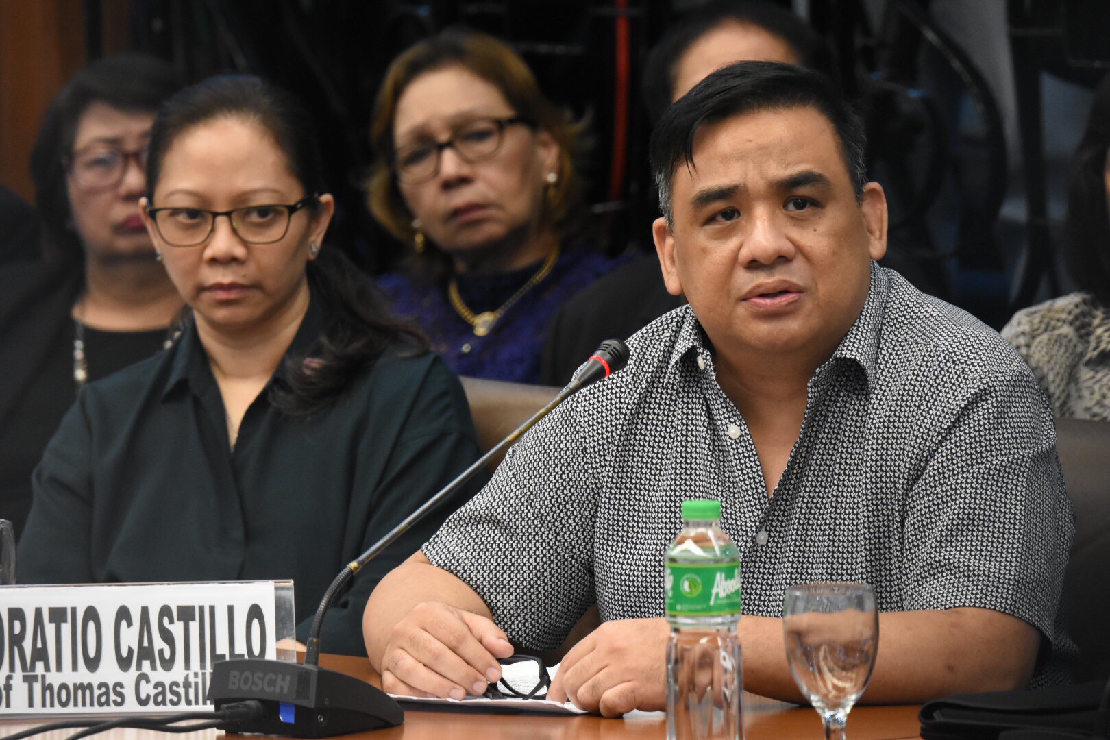 'TORMENTED.' The parents of Horacio Castillo III denounce Aegis Juris fraternity as they appear before a Senate inquiry into their son's death on September 25, 2017. Photo by Angie de Silva/Rappler 