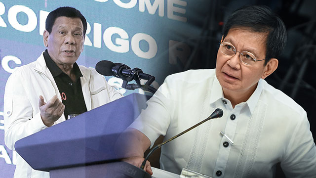 'STUPID GOD.' Senator Panfilo Lacson slams President Rodrigo Duterte for his recent tirade against God. Duterte photo from Malacañang, Lacson photo by LeAnne Jazul/Rappler  