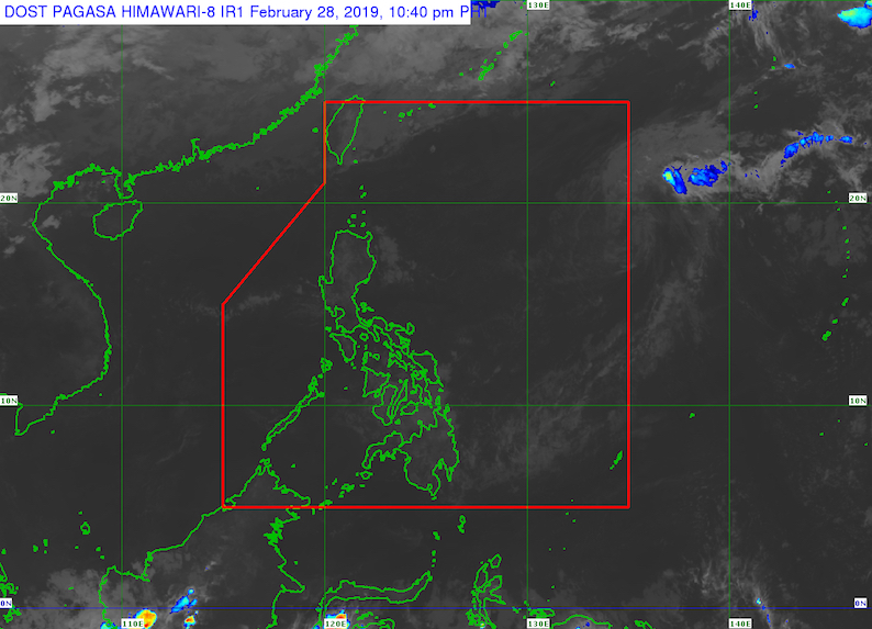 Satellite image as of February 28, 2019, 10:40 pm. Image from PAGASA  