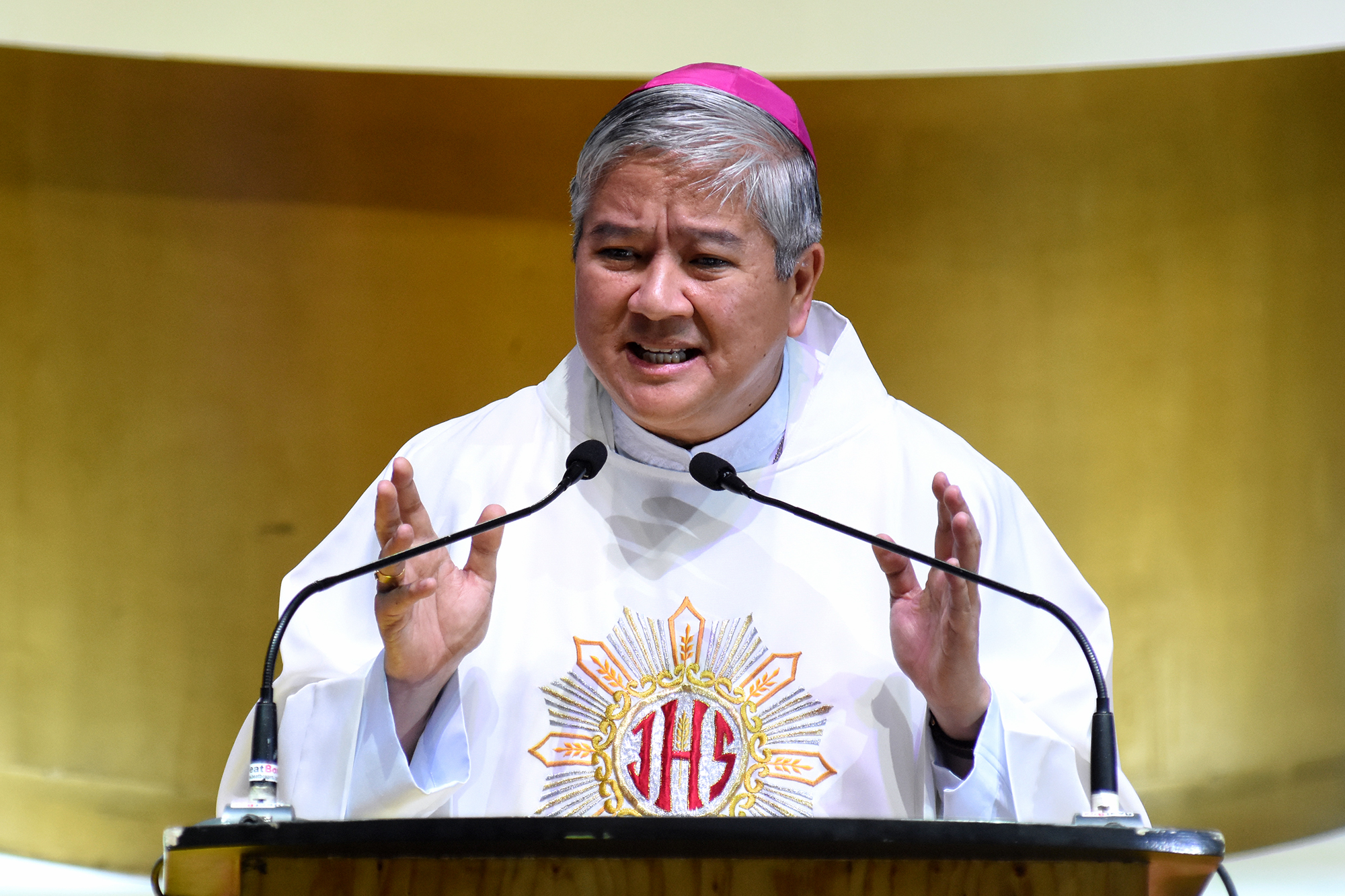IT'S A SIN. Lingayen-Dagupan Archbishop Socrates Villegas, president of the CBCP, tells Catholics that spreading fake news is 'a sin against charity.' File photo by Angie de Silva/Rappler 