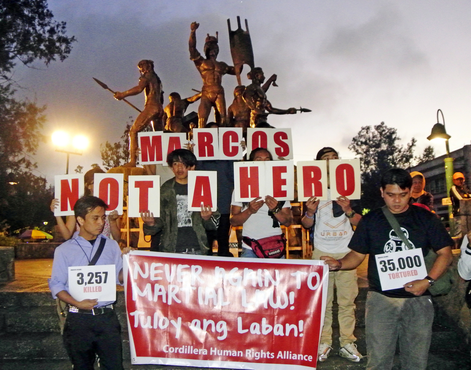BAGUIO PROTEST. Members of the Cordillera Human Rights Alliance protest against the burial of Ferdinand Marcos at the Libingan ng mga Bayani. Photo by Mau Victa/Rappler  
