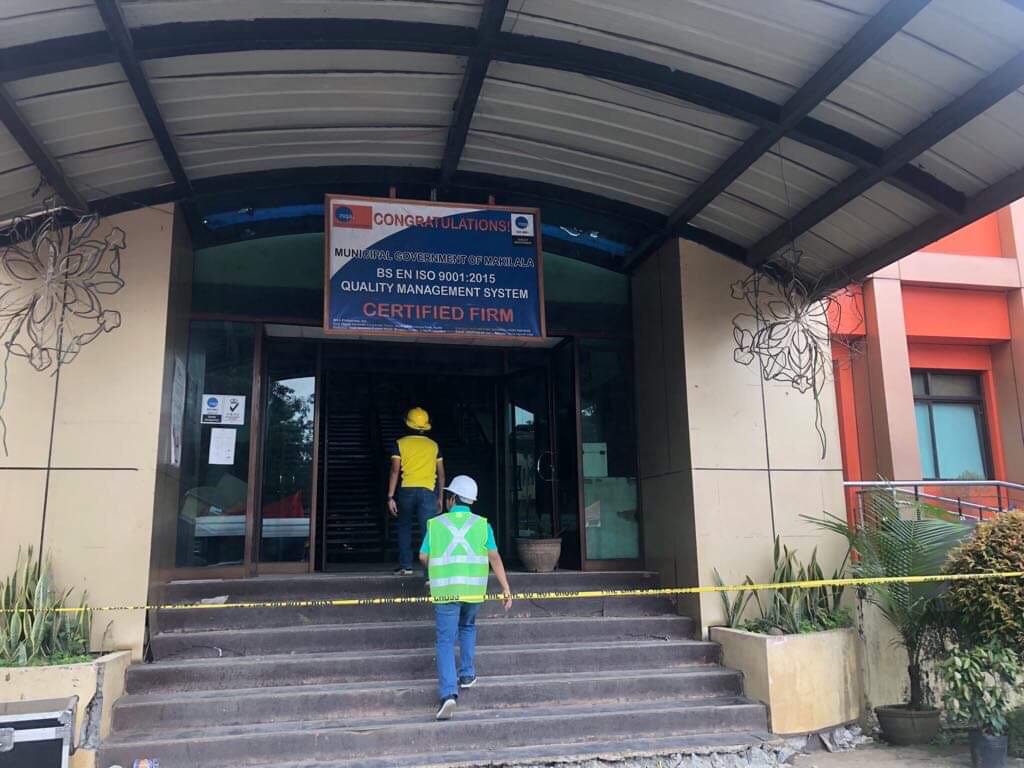 RESTRICTED USE. Inspectors recommended restricted use for the facility due to potential falling hazards and air quality issues. Photo from QC DRRMC 
