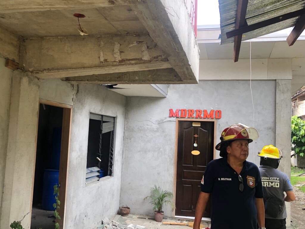 UNSAFE. Makilala's own MDRRM Office was deemed unsafe for occupancy, with a portion of the facility possibly in danger of collapse. Photo from QC DRRMC 