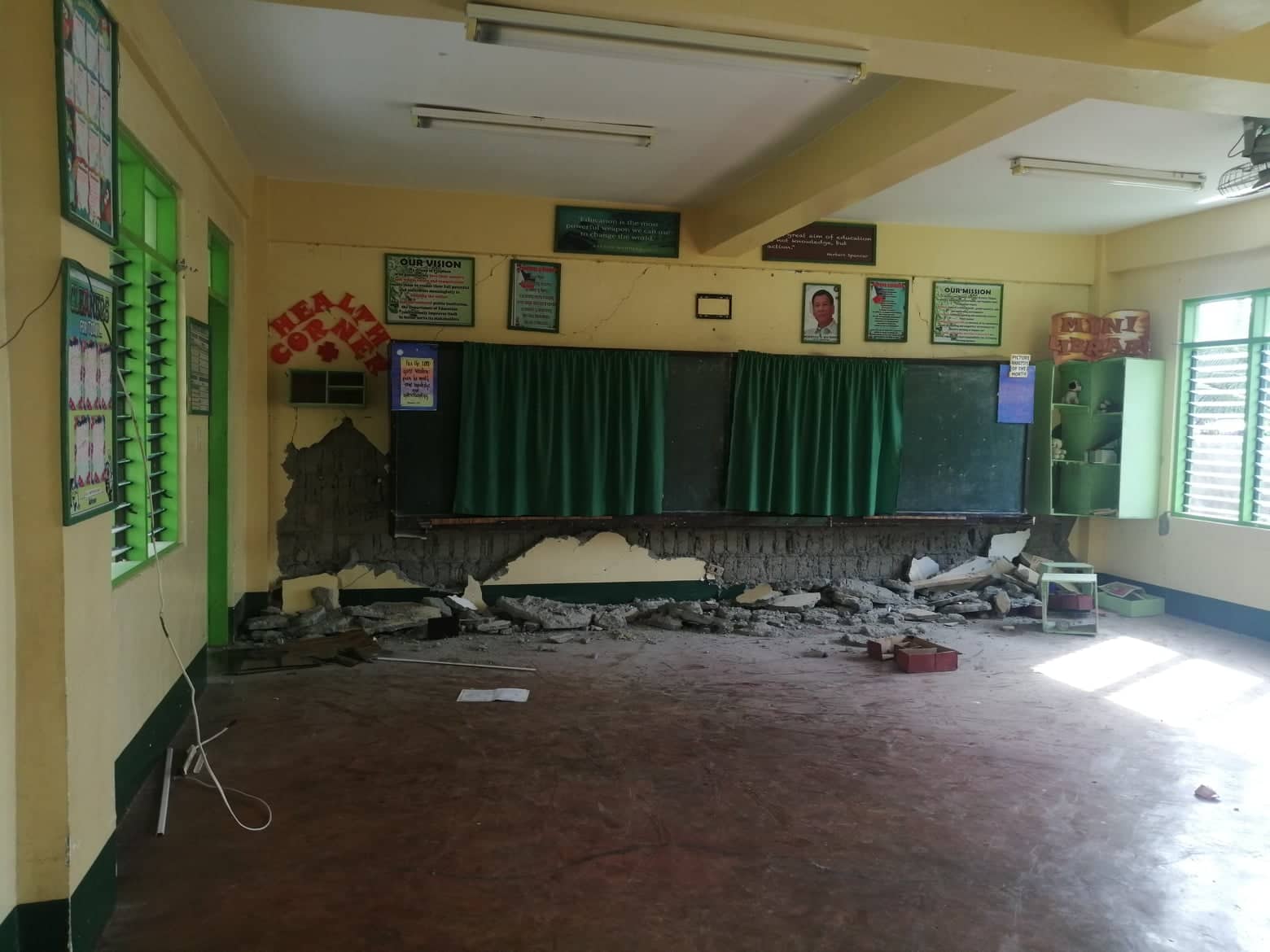 SENIOR HIGH LABORATORY. The second floor was deemed off limits due to falling hazards. Photo from QC DRRMC
 