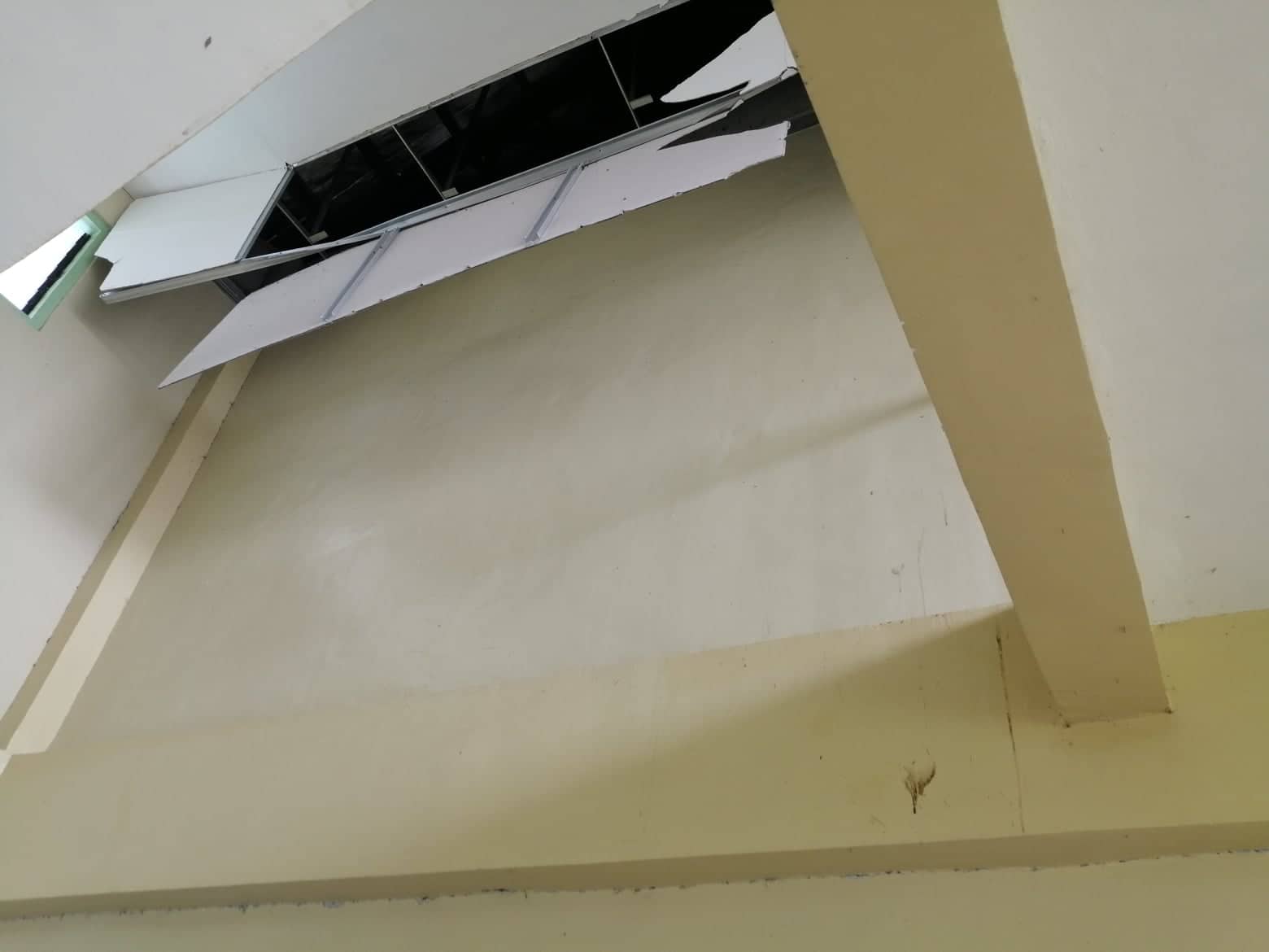 DILAPIDATED CEILING. Photo from QC DRRMC
 