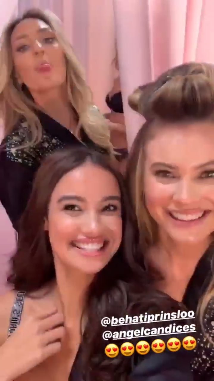 WITH THE ANGELS. Kelsey posts a video with Angels Candice Swanepoel and Behati Prinsloo. Screenshot from Instagram.com/kelseymerritt 