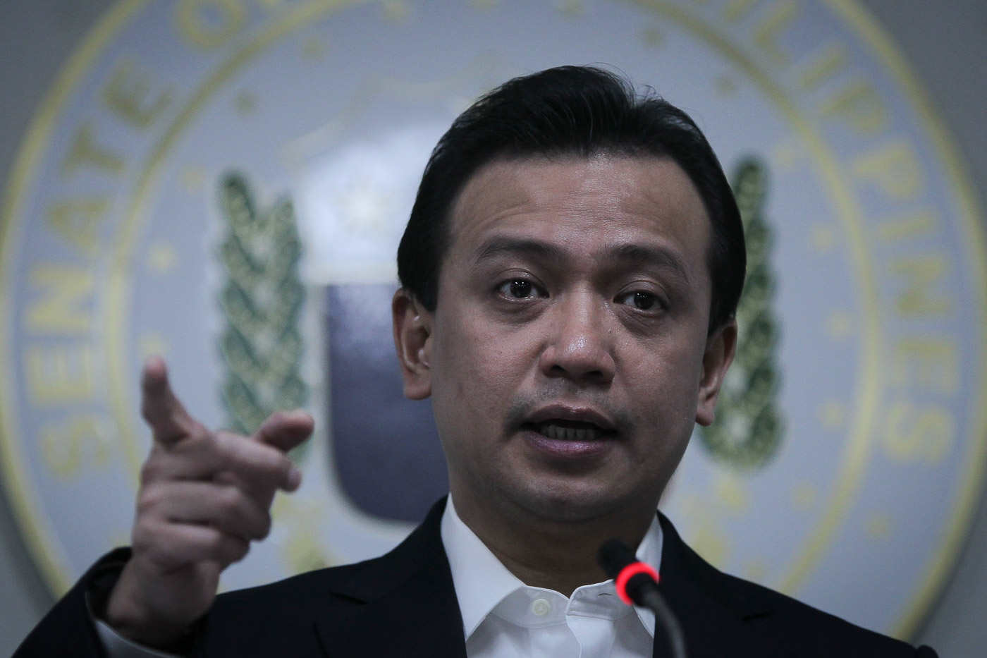 REVIVED ALLEGATION. Senator Antonio Trillanes IV presents documents that supposedly prove President Rodrigo Duterte had over P2 billion in his bank accounts, during a news briefing on February 16, 2017. Photo by Joseph Vidal/PRIB  