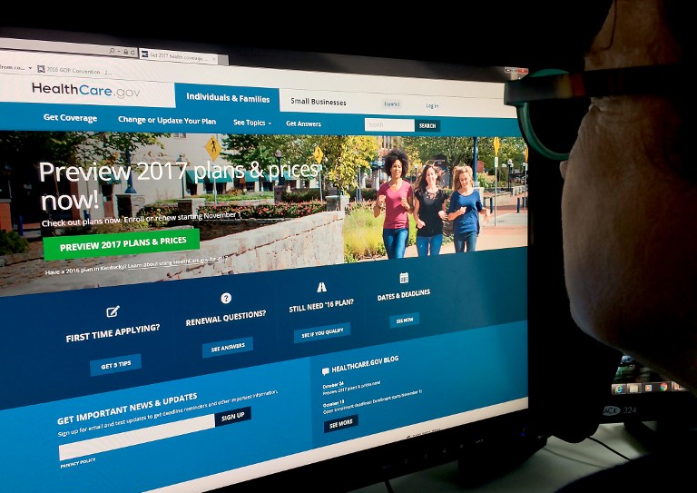 OBAMACARE. This October 25, 2016 photo shows a woman looking at the Healthcare.gov internet site in Washington, DC. File photo by Karen Bleier/AFP 