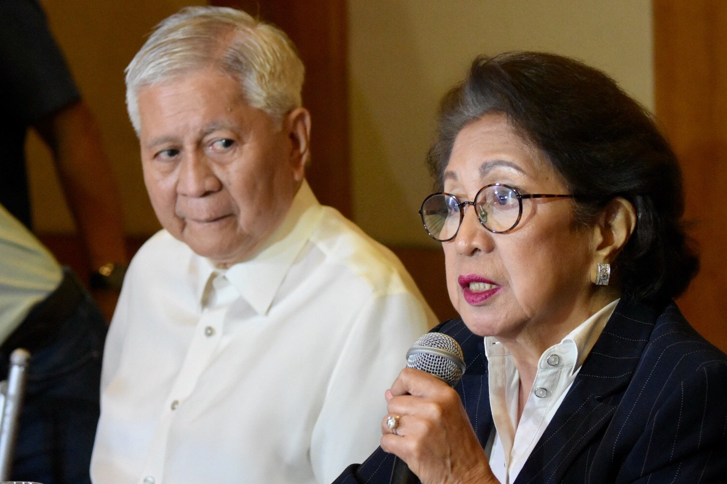 NOT OVER. Former Philippine foreign secretary Albert del Rosario and former ombudsman Conchita Carpio Morales vow to pursue their complaint vs China at the International Criminal Court. Photo by Angie de Silva  