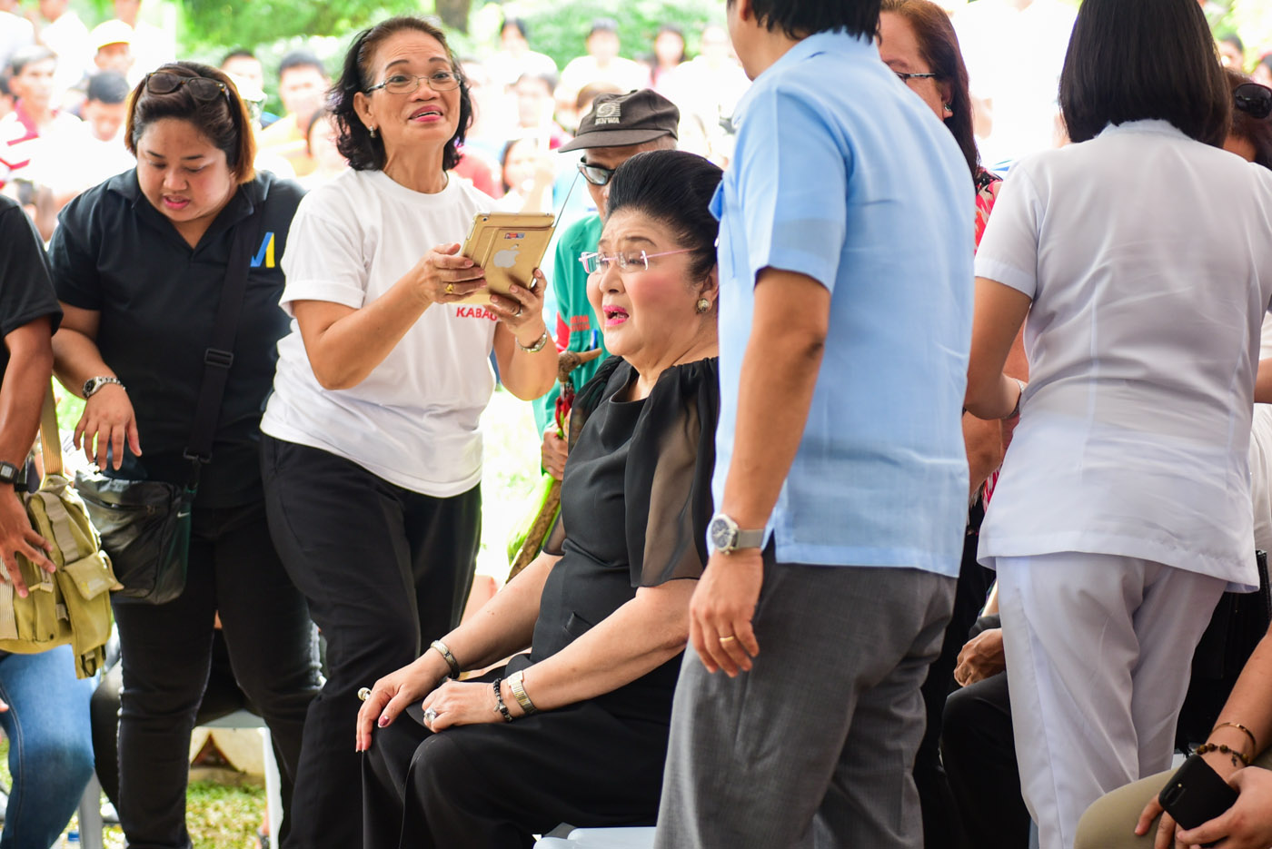 IMELDA. The widow of former president Ferdinand Marcos is on hand to greet followers and supporters at the Libingan ng mga Bayani. Photo by Alecs Ongcal/Rappler   