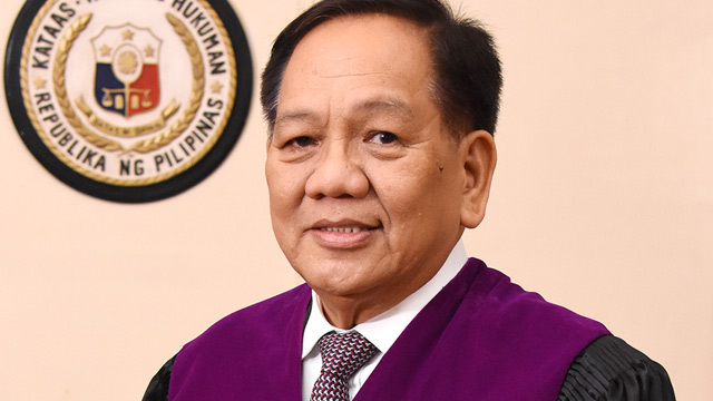 #CJSEARCH. Supreme Court Associate Justice Diosdado Peralta will serve the longest is he is chosen among the 5 chief justice applicants. Photo from Supreme Court PIO 