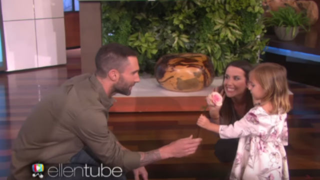 FUTURE HUSBAND. Adam Levine drops by 'The Ellen Show' to meet the little girl who was devastated to hear he was married. Screengrab from YouTube/TheEllenShow 