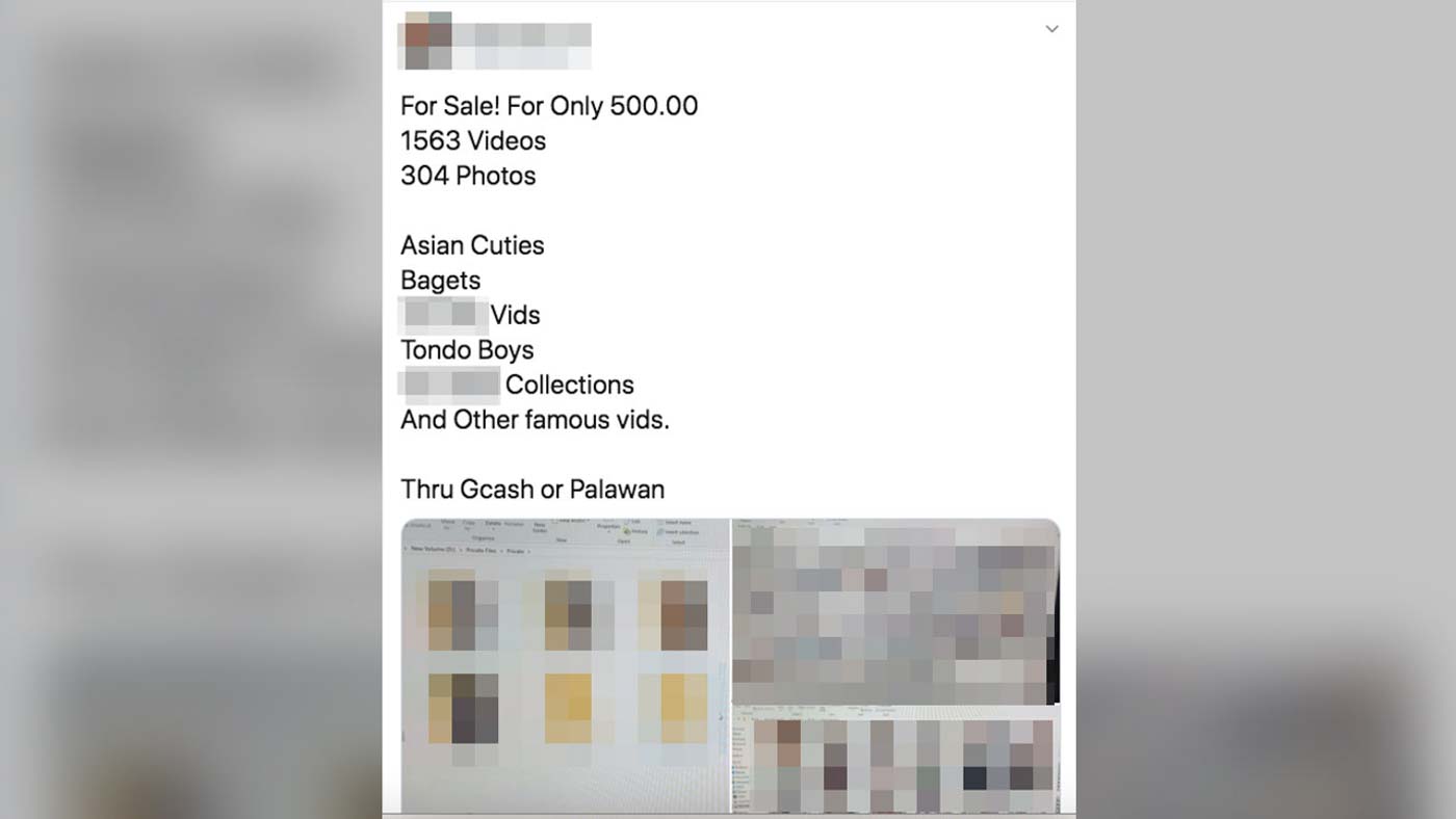 VIDEOS. An account promotes his 'collection' of videos. Rappler Screenshot 