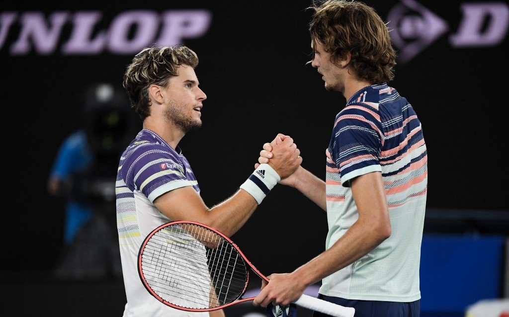 LESSON. Dominic Thiem (left) and Alexander Zverev are among the world top players who saw action in the much-maligned Adria Tour. Photo by Saeed Khan/AFP 