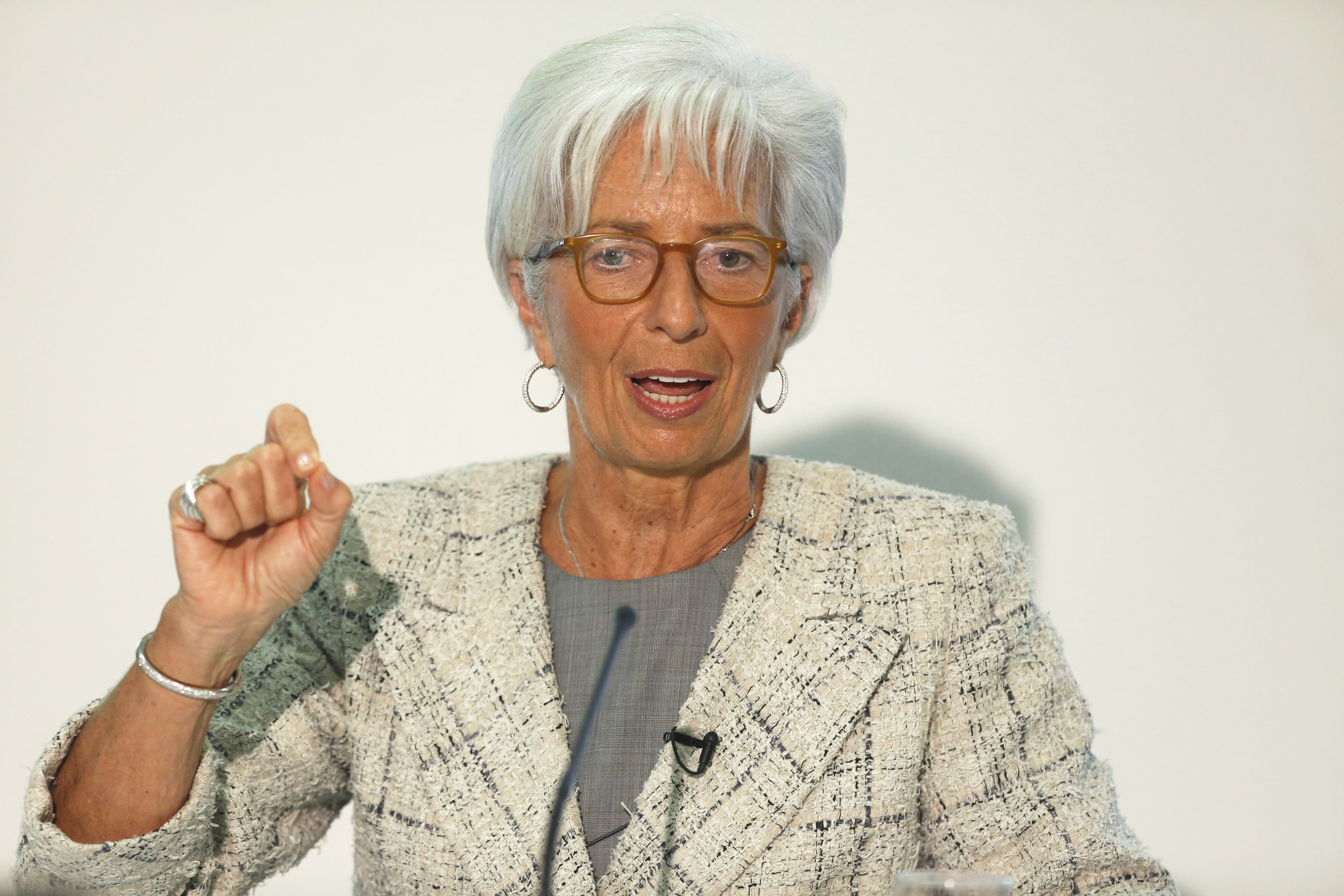 WARNING. Christine Lagarde, managing director of the International Monetary Fund (IMF), speaks during a joint news conference with Britain's Chancellor of the Exchequer George Osborne (unseen), at the HM Treasury in London, Britain on May 13, 2016. Photo by Luke MacGregor/EPA 