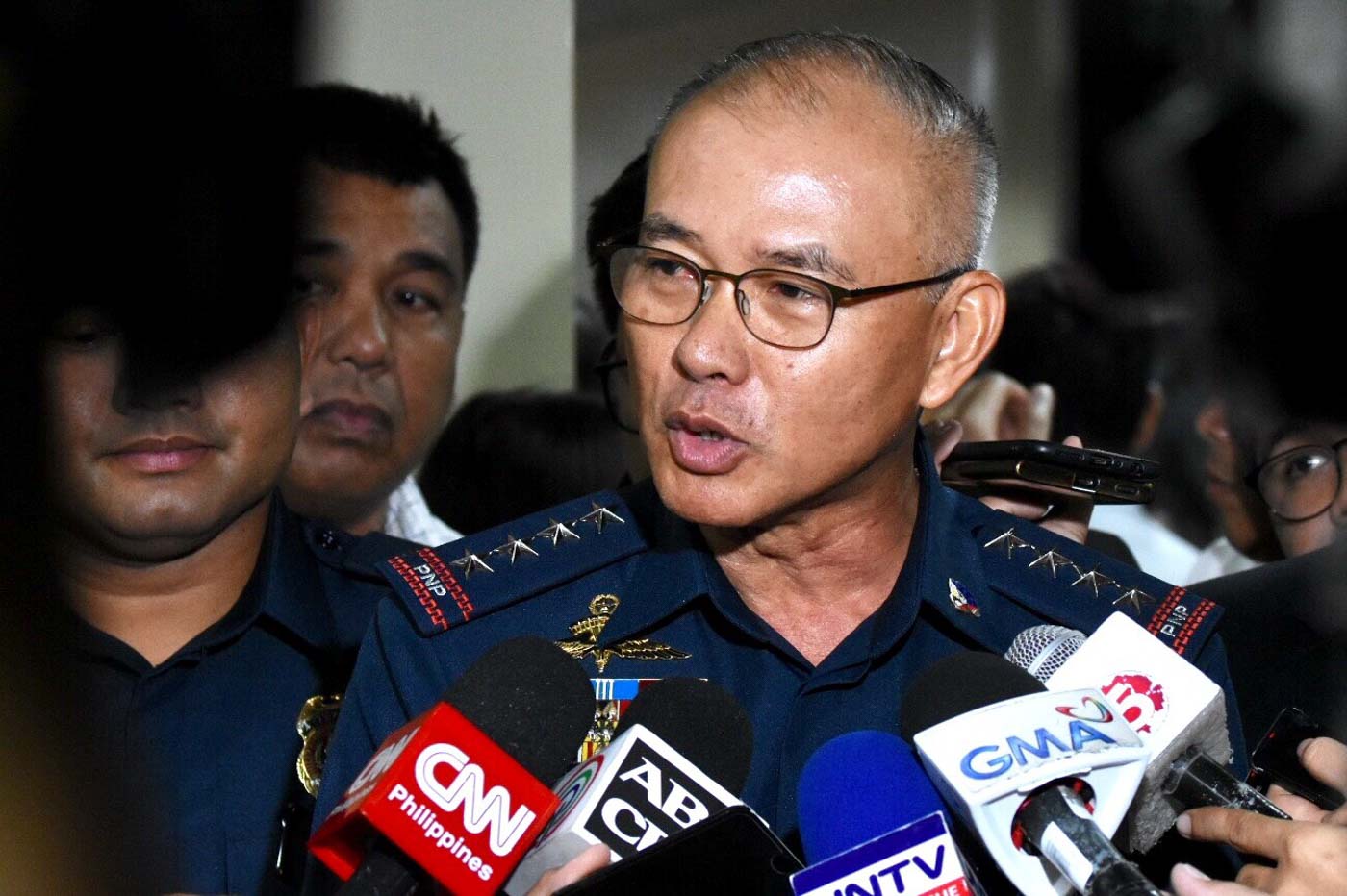EMBATTLED CHIEF. Philippine National Police chief Oscar Albayalde faces media after the Senate's 7th hearing on the Good Conduct Time Allowance law on October 1, 2019. File photo by Angie de Silva/Rappler 