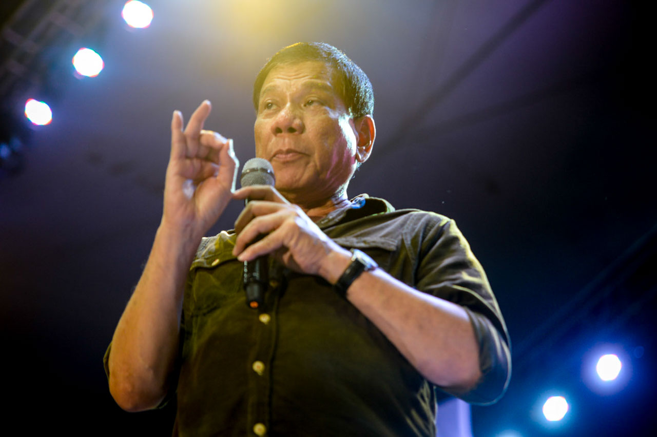 DUTERTE-STYLE. 'The Punisher' is running for president of the Philippines in the 2016 elections. Photo by Alecs Ongcal/Rappler 