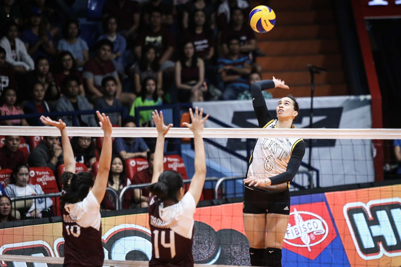BREAKOUT GAME. Milena Alessandrini leads UST with 22 points versus the UP Lady Maroons. Photo by Josh Albelda/Rappler   