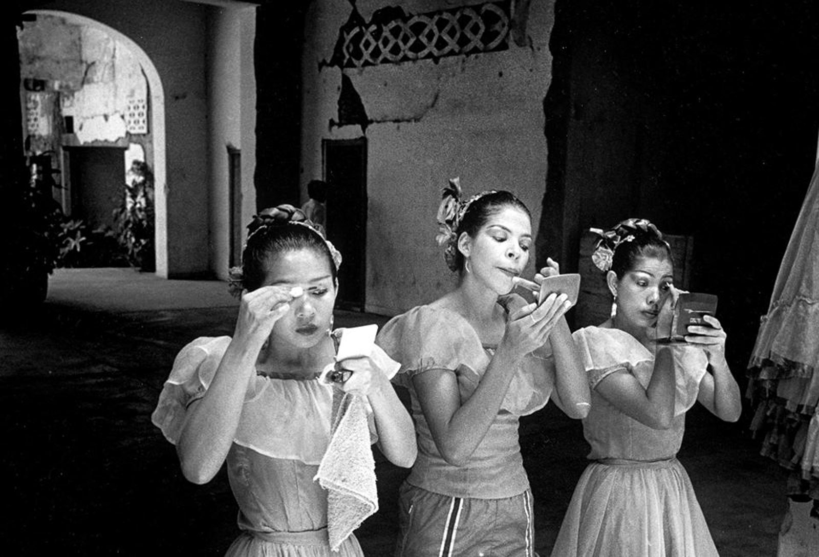 ALL DOLLED UP. Nicaraguan dancers put on make-up before their presentation preparing for their performance at the Grand Hotel, in Managua, Nicaragua. Photo by Rick Rocamora