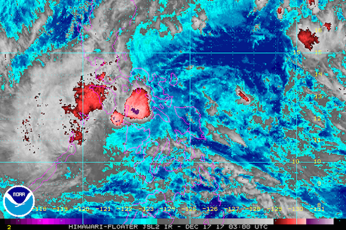 Satellite image as of December 17, 11 am. Image courtesy of NOAA 